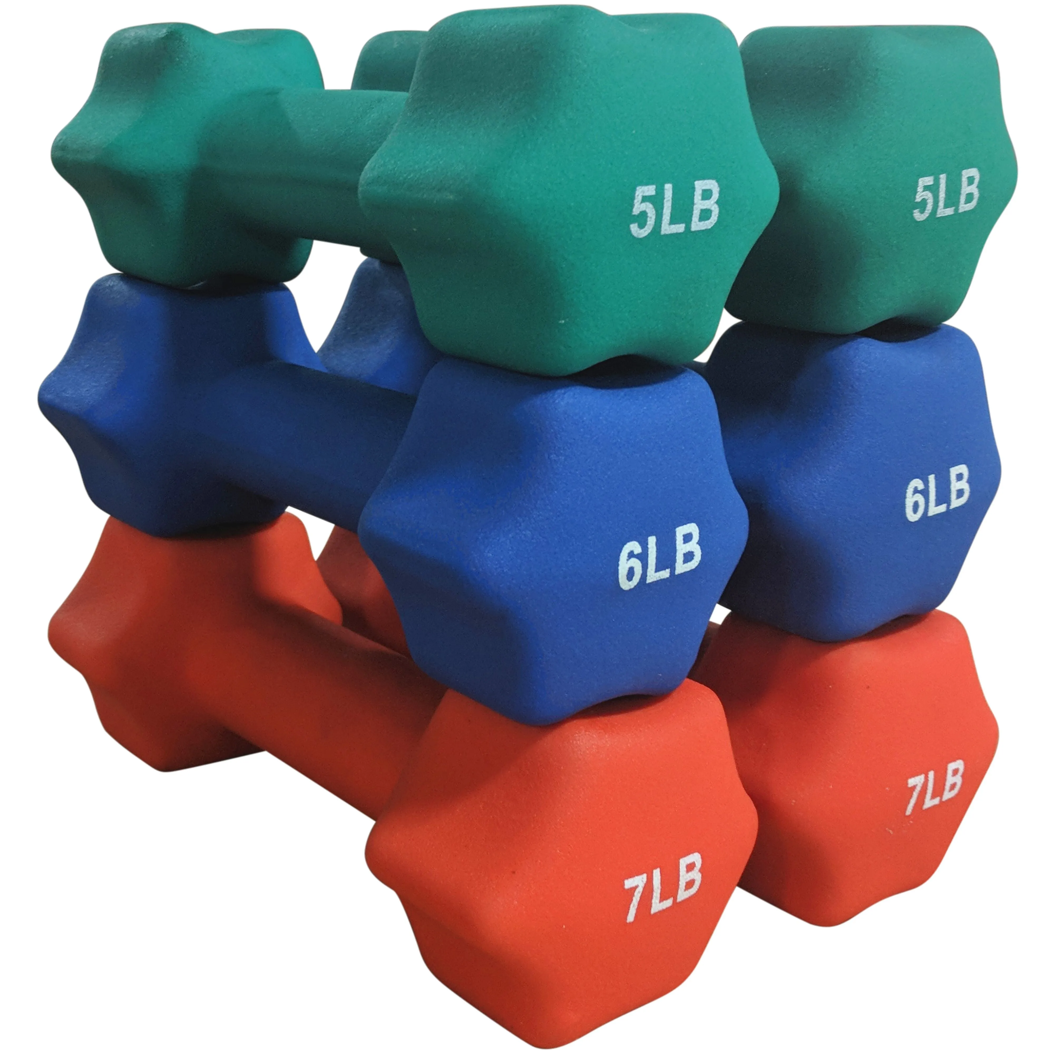 Scratch and Dent, Neoprene Light Weight Dumbbell Set - 5, 6, 7 LB