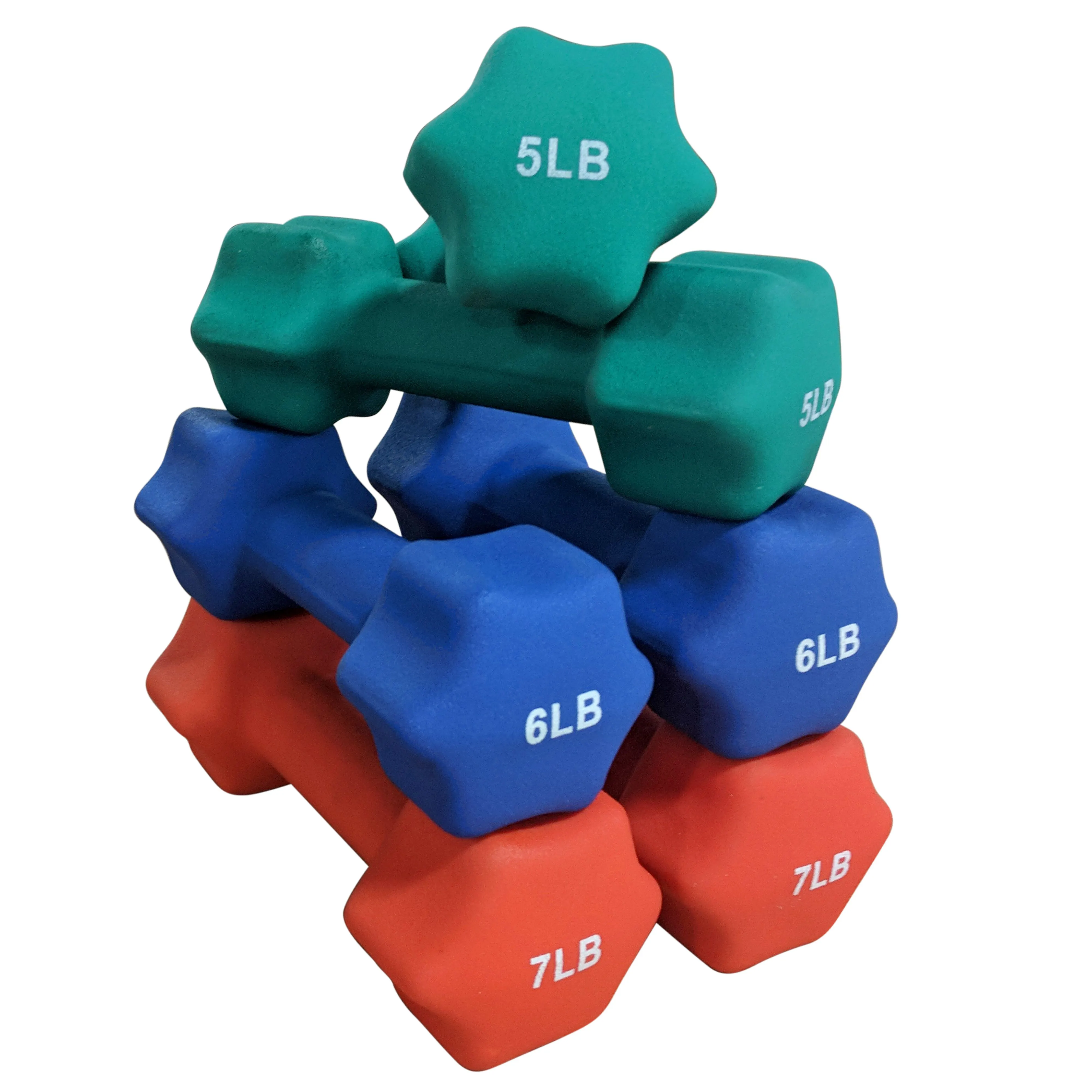 Scratch and Dent, Neoprene Light Weight Dumbbell Set - 5, 6, 7 LB