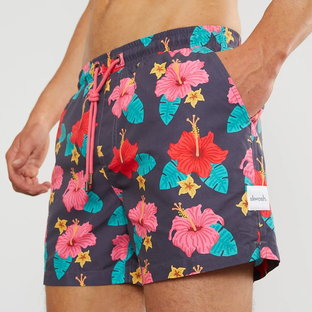 Skwosh Club MENS FRISKY HIBISKY SWIM SHORTS