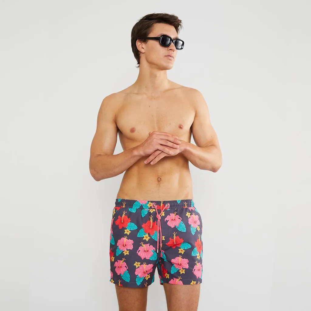 Skwosh Club MENS FRISKY HIBISKY SWIM SHORTS