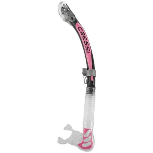 Used Cressi Alpha Dry Adult Size Snorkel - Silver / Pink / Clear