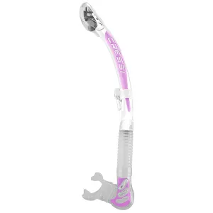 Used Cressi Alpha Dry Adult Size Snorkel - White / Lilac / Clear