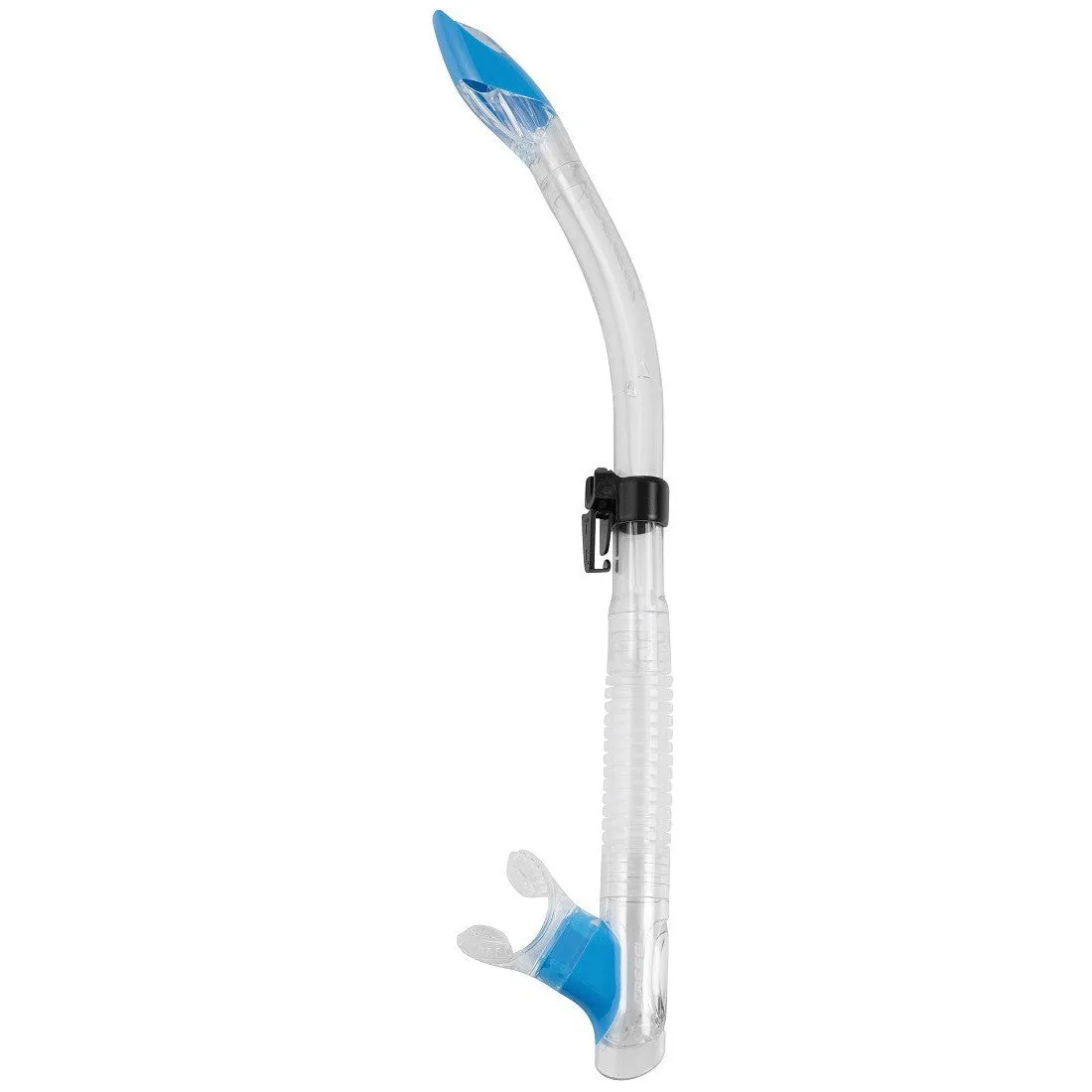 Used Cressi Tao Adult Semi-Dry Snorkel - Clear/Blue